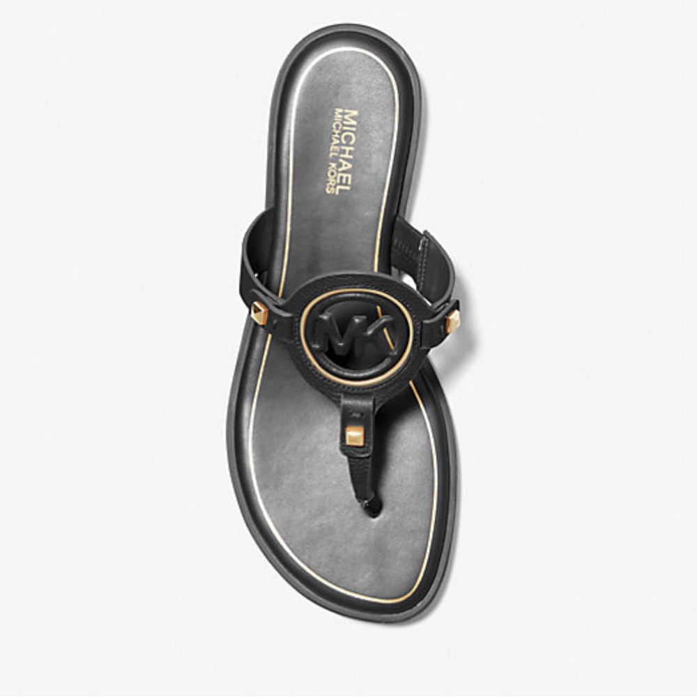 Michael Kors Aubrey Cutout Leather T-Strap Sandal